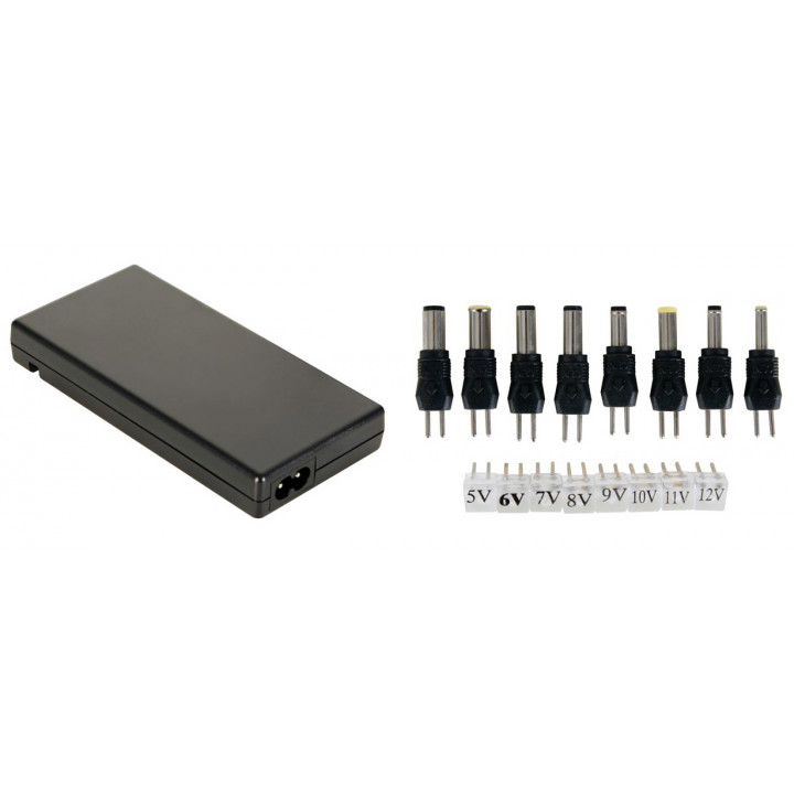 Compact switching power supply with 8 selectable outputs : 5 to 12vdc - 60w