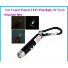 Laser pointer black 3 in 1 pocket uv lamp beam white light torch red 150m