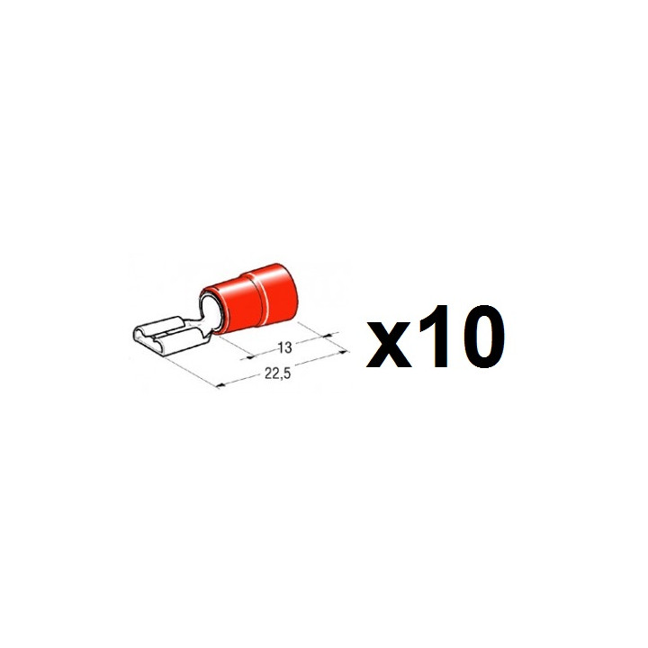 Lotto di 10 terminali femmina faston rosso 6.4mm 6,3 x0, 8mm coipo1563cg-r