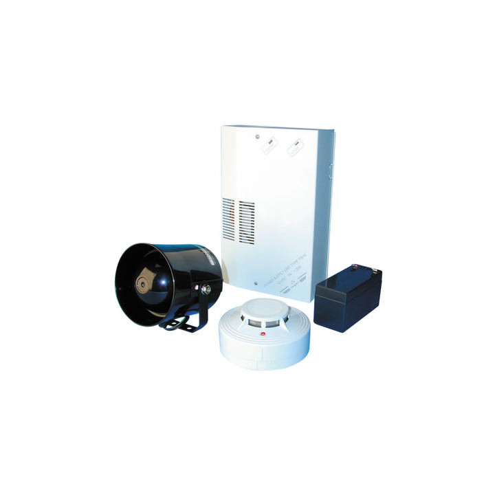 Kit rivelatore di fumo+sirena parlante kit allarme elettronico detettore fumo rivelatore incendio segnalatore acustico parlante