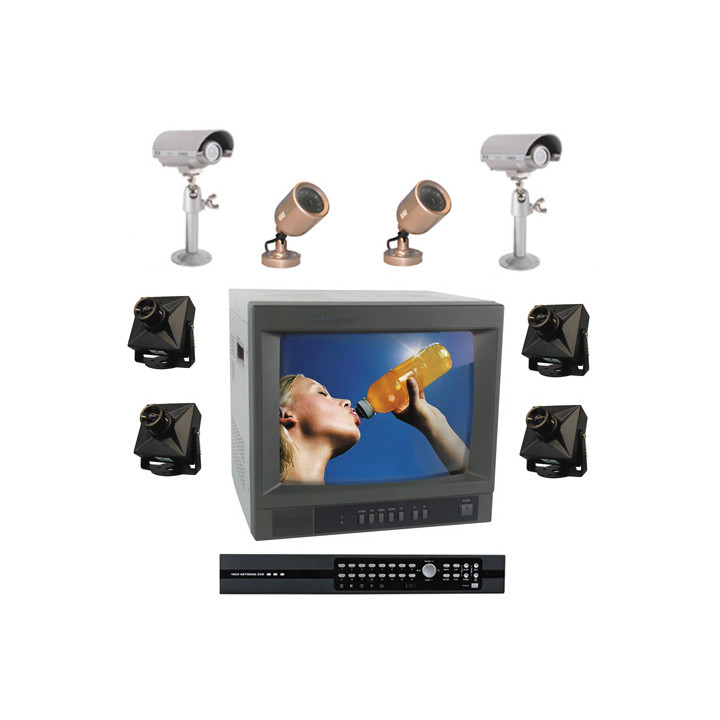 Pack video multiplexeur enregistreur numerique 9 cameras couleurs extensible 16 cameras