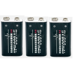 3 baterías recargables 6F22 006P 9V 8.4V 600mAh MN1604 Li-ion 4022 a1604 kr9v