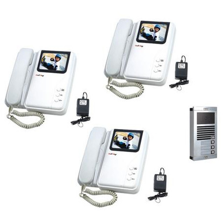 Intercom electronic colour intercom surface (1 camera + 3 monitors)