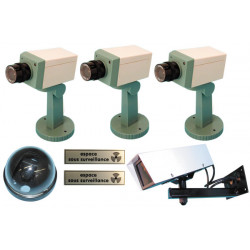 Pack 5 dummy cameras (3 fc motorized + support+ 1 cfd dome + 1 cfc + support ) + 2 space surveillance tag