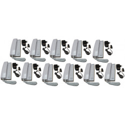 Pack 11 kocom white 12vdc 11 way all master intercom with mounting bracket. powered by 8 x aa batteries + 11 electric power supp