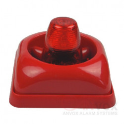 Sirene incendie fl-1l 95db 12v 24v 200ma rouge avec flash systeme alarme sonore