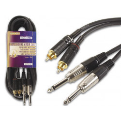 Professional audio cable, 2 x rca male to 2 x 6.35mm mono jack (5m)