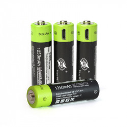 4 batterie rechargeable lithium 1250mAh 1.5V AA lr06 Znter micro usb li-polymer