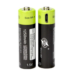 2 batterie rechargeable lithium 1250mAh pile 1.5V AA Znter micro usb li-polymer
