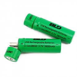 2 pc 18650 3.7V 3800mAh Batteria ricaricabile agli ioni di litio USB per torcia