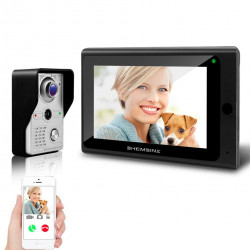 Wireless Door Video Doorphone System, 1x 7-inch Wifi Monitor + 1x 720P Wired Door Camera, Touch Screen Villa