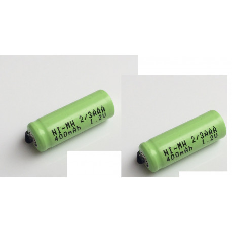 2 x 1,2 V 2 / 3AAA wiederaufladbare batterie 400 mah 2/3 AAA ni-mh nimh zelle mit tab pins für elektrorasierer rasierer