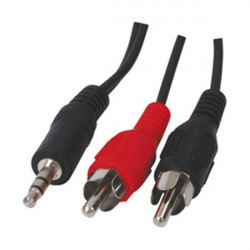Black and red audio cable 3.5mm stereo male to basic 2 rca male blister 10m length
