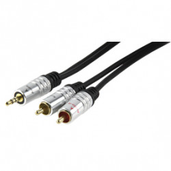 Shielded audio cable 3.5mm plug to 2 rca plugs 1.5 hqas3458 male gold plated stereo hq