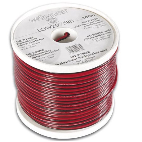 Cca loudspeaker wire 2x0.75mm2 red black reel 100m